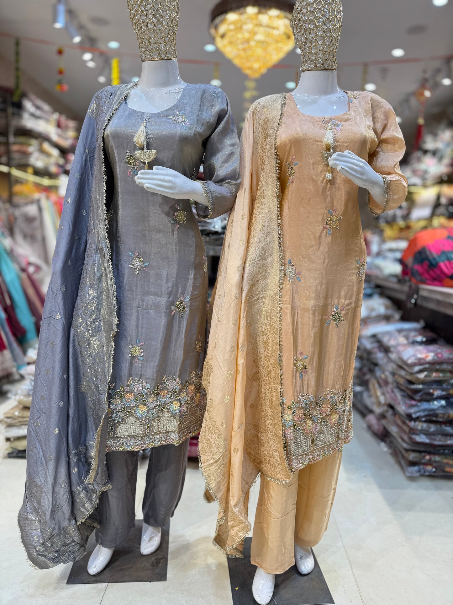 PREMIUM RUSHIAN SILK HANDWORK DESIGN 3PC SUIT