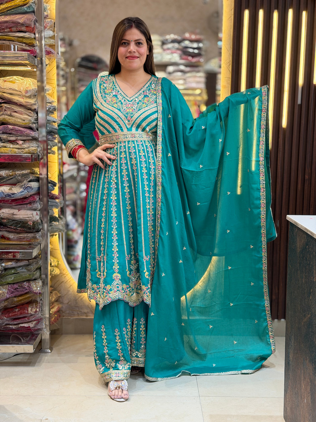 DESIGNER ANARKALI WITH HANDWORK BLUE