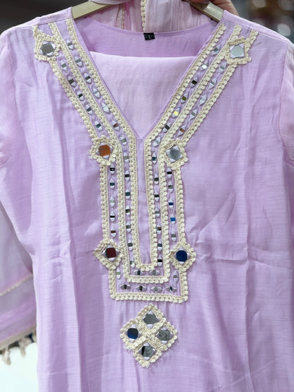 DESIGNER LAKHNAVI NECK 3PC SUIT