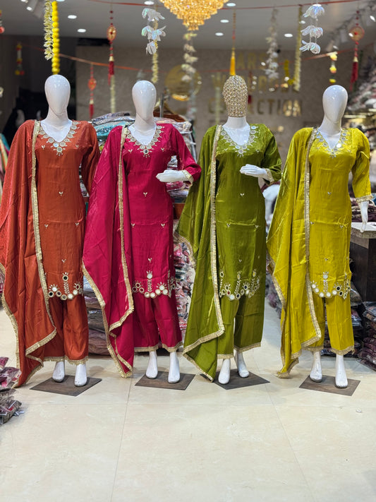 PREMIUM GLASS TISSUE MIRROR WORK SUIT