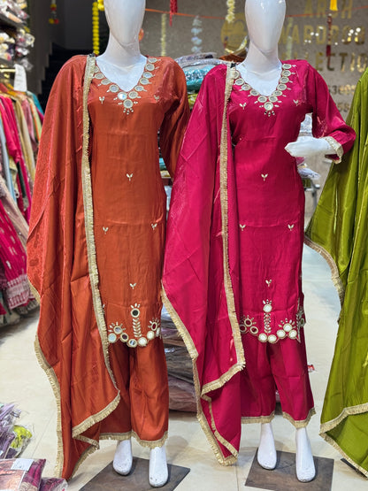 PREMIUM GLASS TISSUE MIRROR WORK SUIT