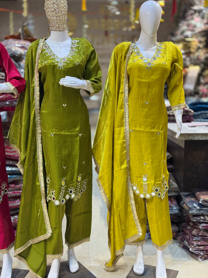 PREMIUM GLASS TISSUE MIRROR WORK SUIT