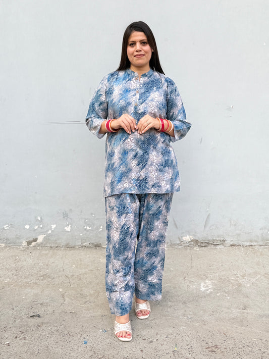 BEAUTIFUL PRINTS CROPE SHIRT WITH FARSHI SALWAR