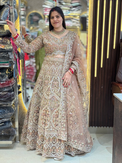 WEDDING WEAR ORIGNAL MIRROR WORKDESIGNER FULL FLAIR LEHENGA