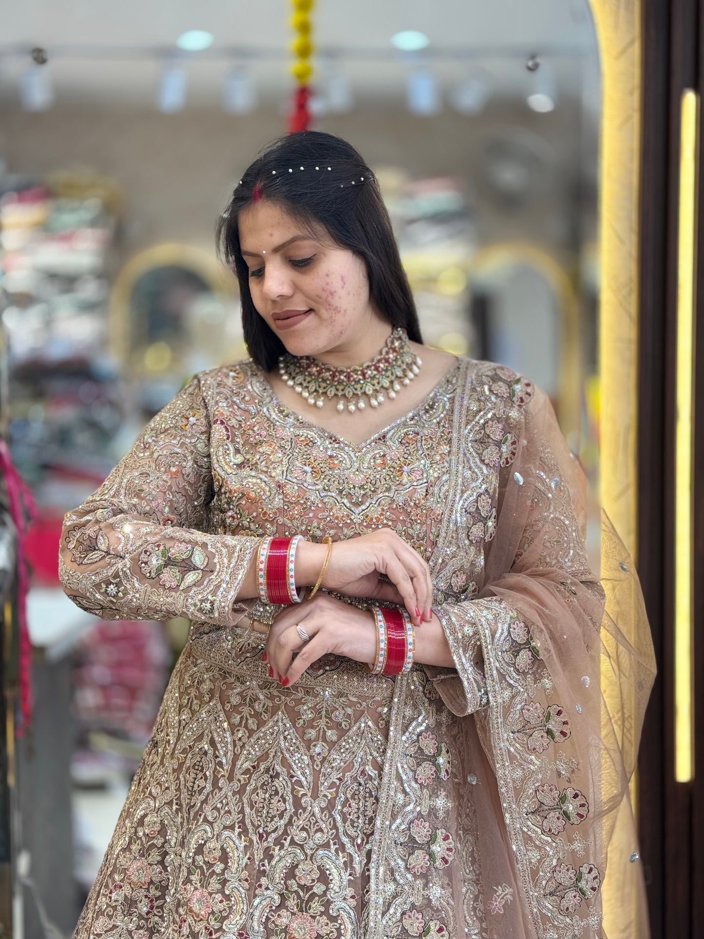 WEDDING WEAR ORIGNAL MIRROR WORKDESIGNER FULL FLAIR LEHENGA