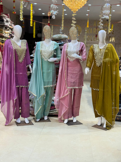 BEAUTIFUL GLASS TISSUE FARSHI SALWAR SUIT