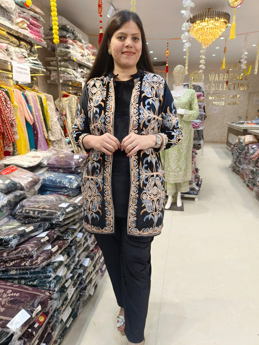 PREMIUM VELVET FULL EMBROIDED INER WITH JAKET CORDSET