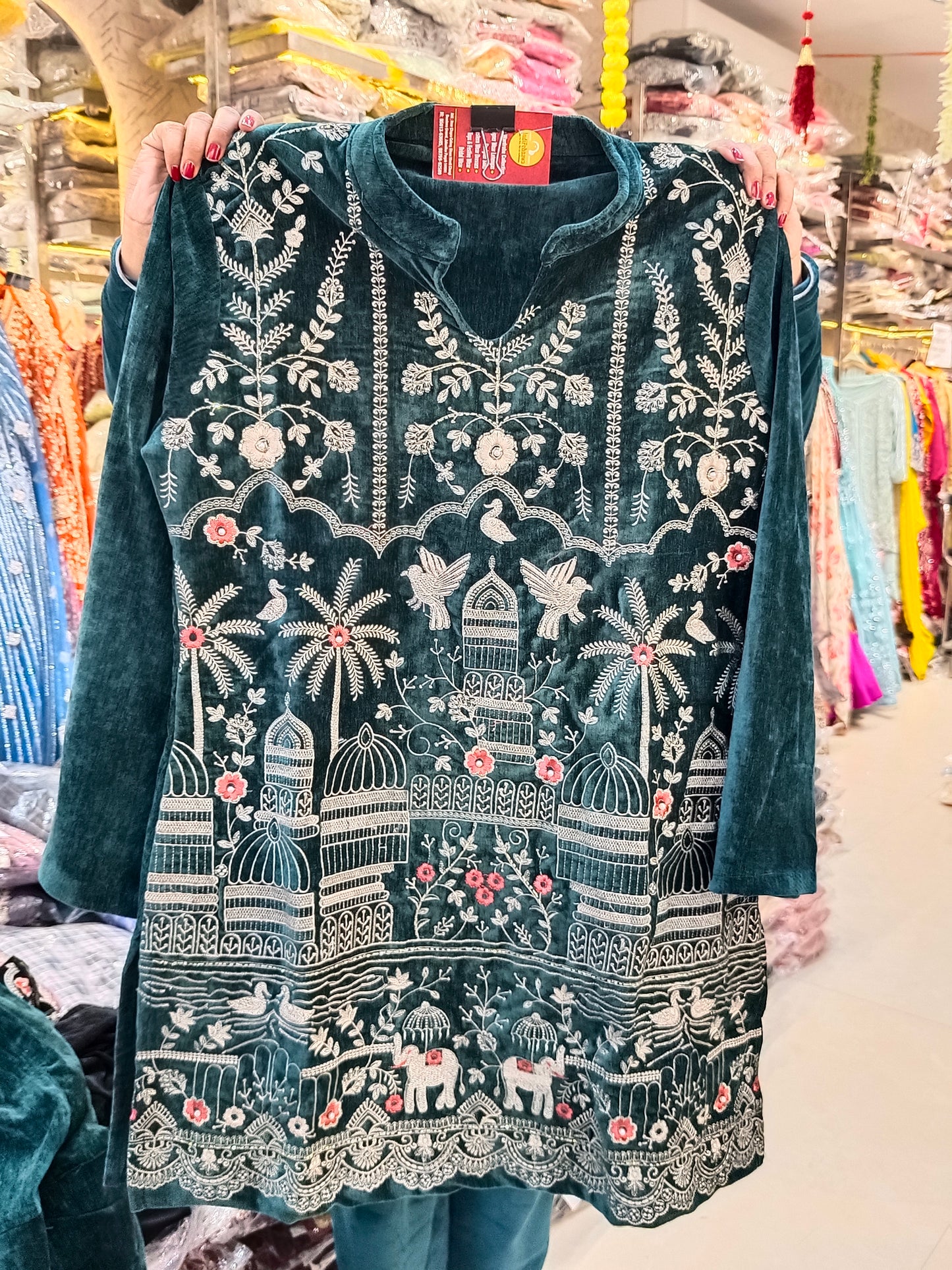 EMBROIDED DESIGNER VELVET CORDSET