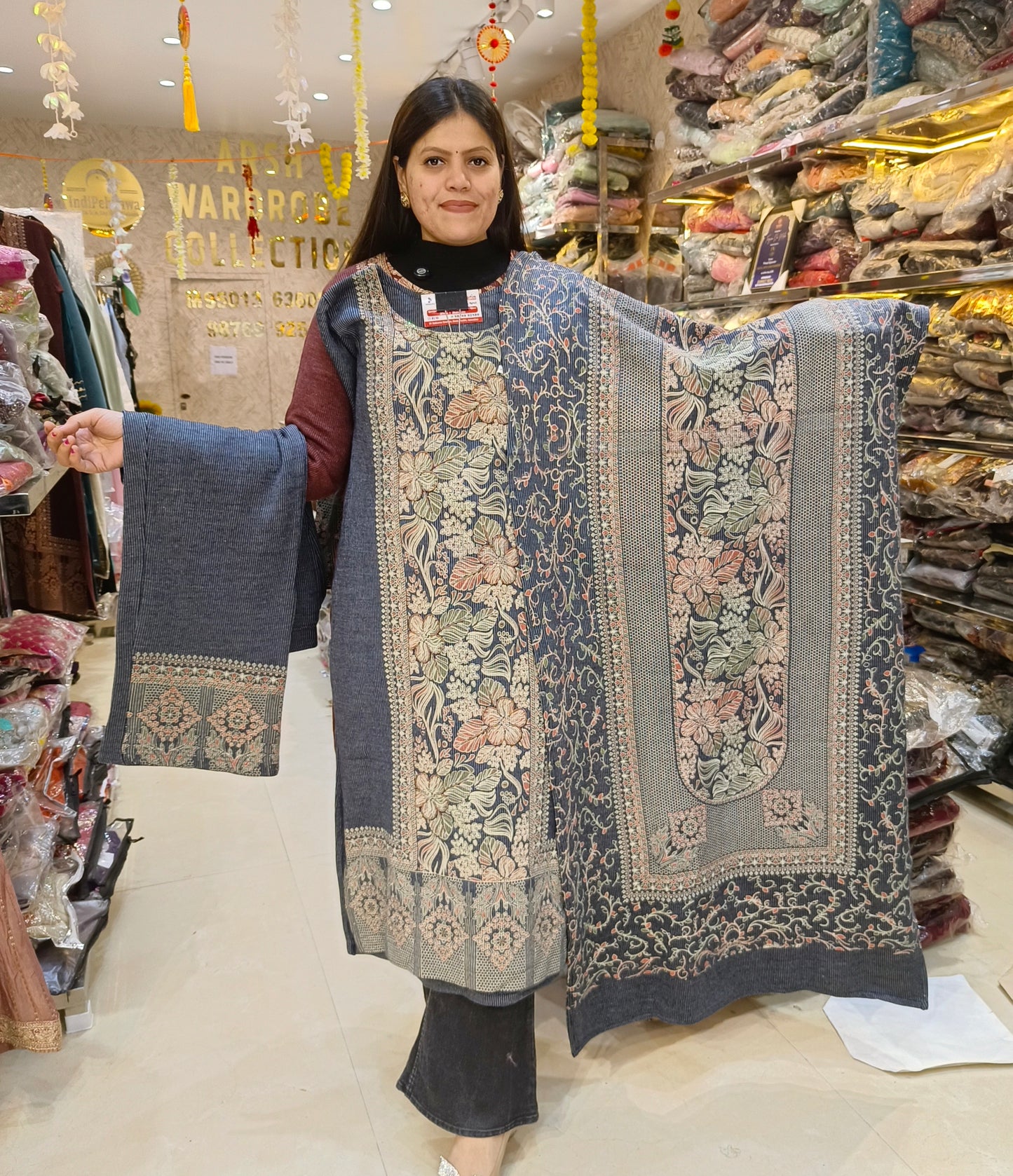 PREMIUM WOOL THREAD WORK DESIGNER 3PC SHAWL SUIT