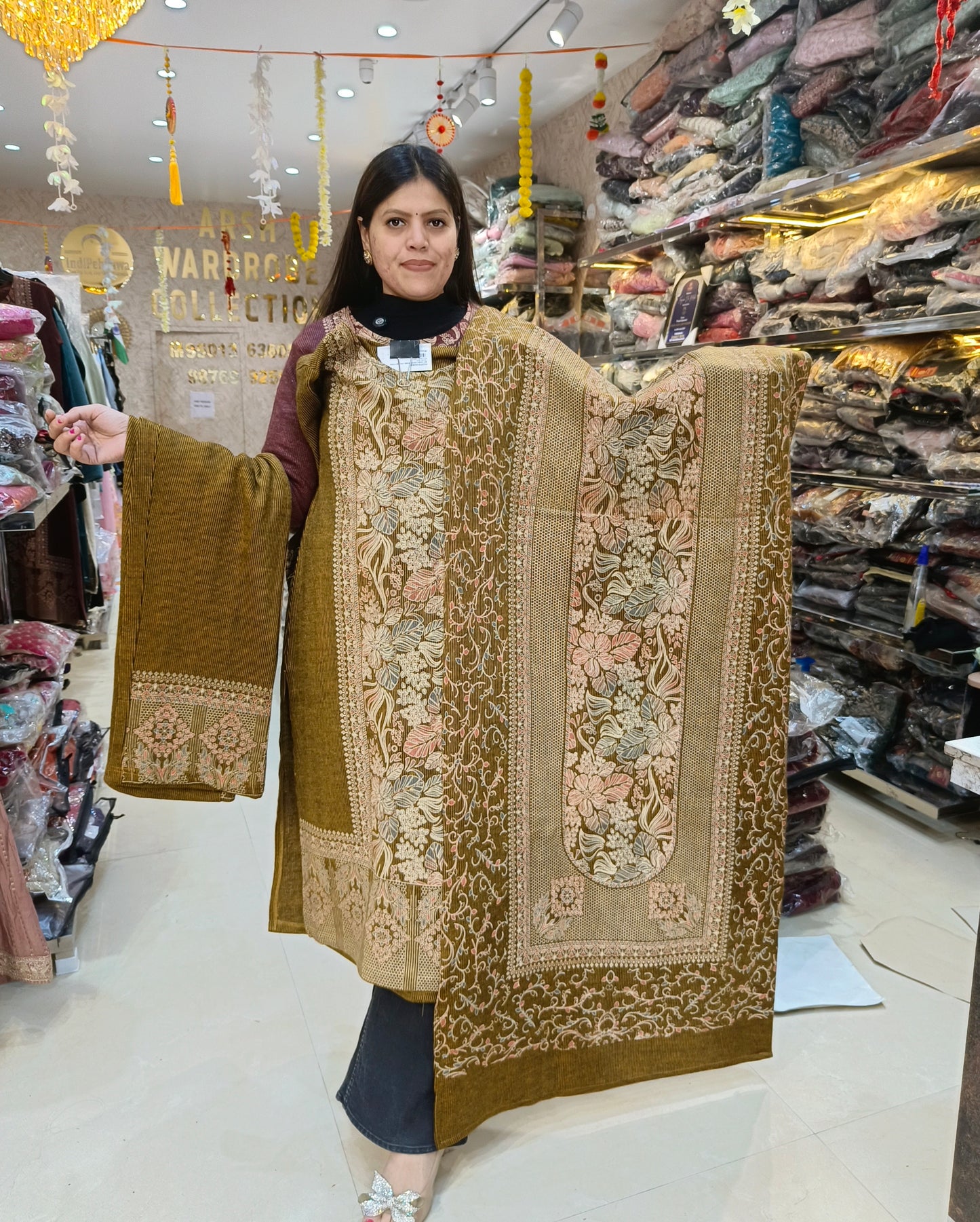 PREMIUM WOOL THREAD WORK DESIGNER 3PC SHAWL SUIT