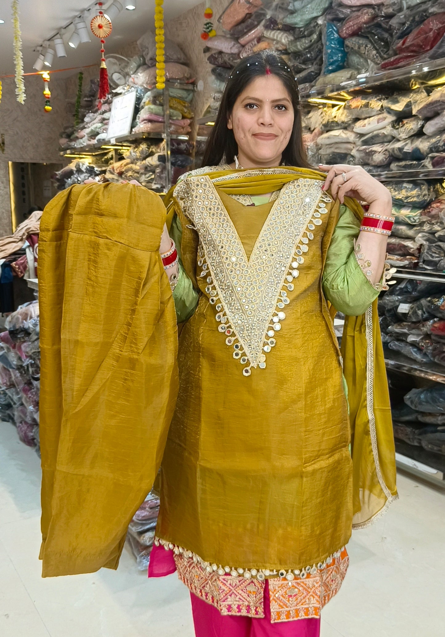 BEAUTIFUL GLASS TISSUE FARSHI SALWAR SUIT