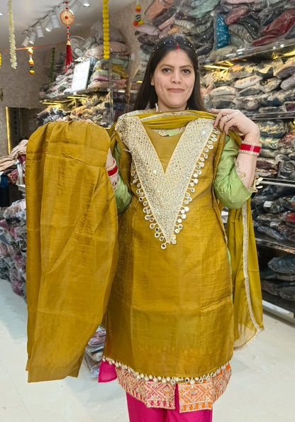 BEAUTIFUL GLASS TISSUE FARSHI SALWAR SUIT