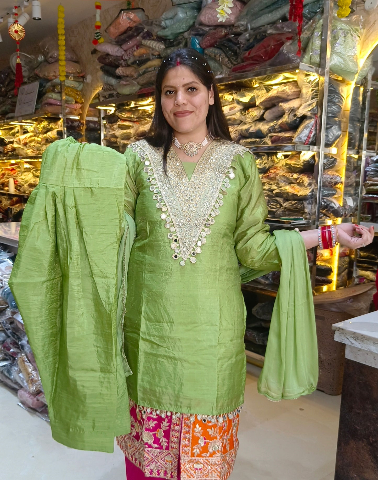 BEAUTIFUL GLASS TISSUE FARSHI SALWAR SUIT