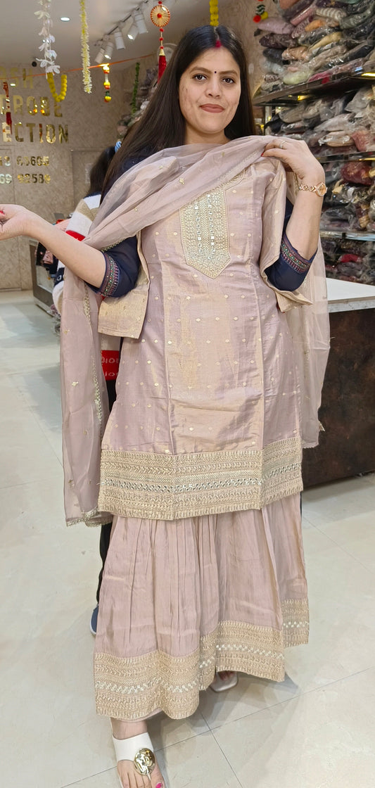 PREMIUM RUSHIAN SILK DESIGNER SHRARA SUIT