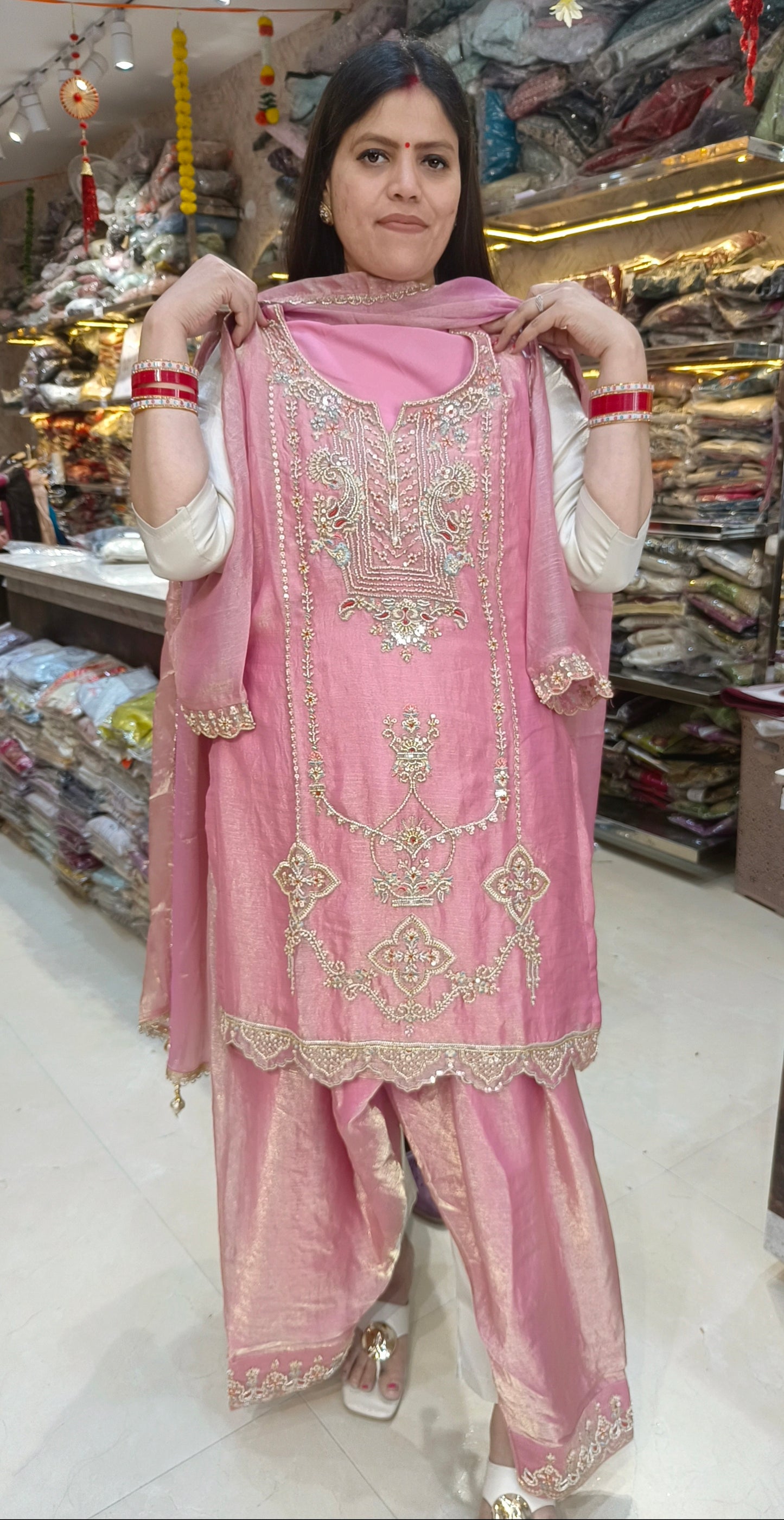 PREMIUM SILK FULL PEARL WORK DESIGNER FARSHI SALWAR SUIT