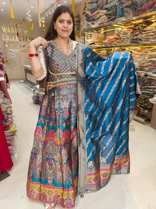 PEACOCK GREEN WEDDING WEAR BANARSI LEHNGA