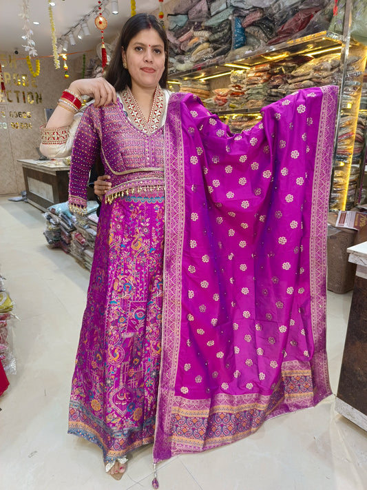 PURPLE BANARSI FULL FLAIR LEHENGA