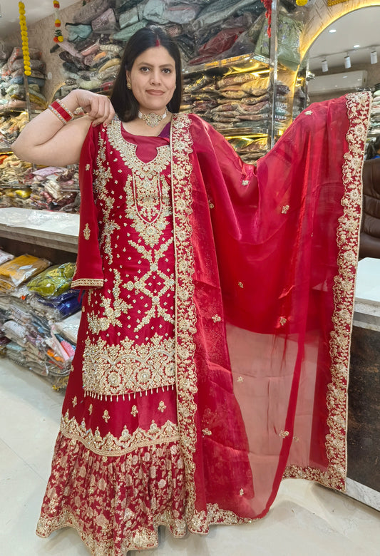 PARTY WEAR FANDY SILK ORIGNAL MIRRIR WORK FULL FAIR LEHENGA