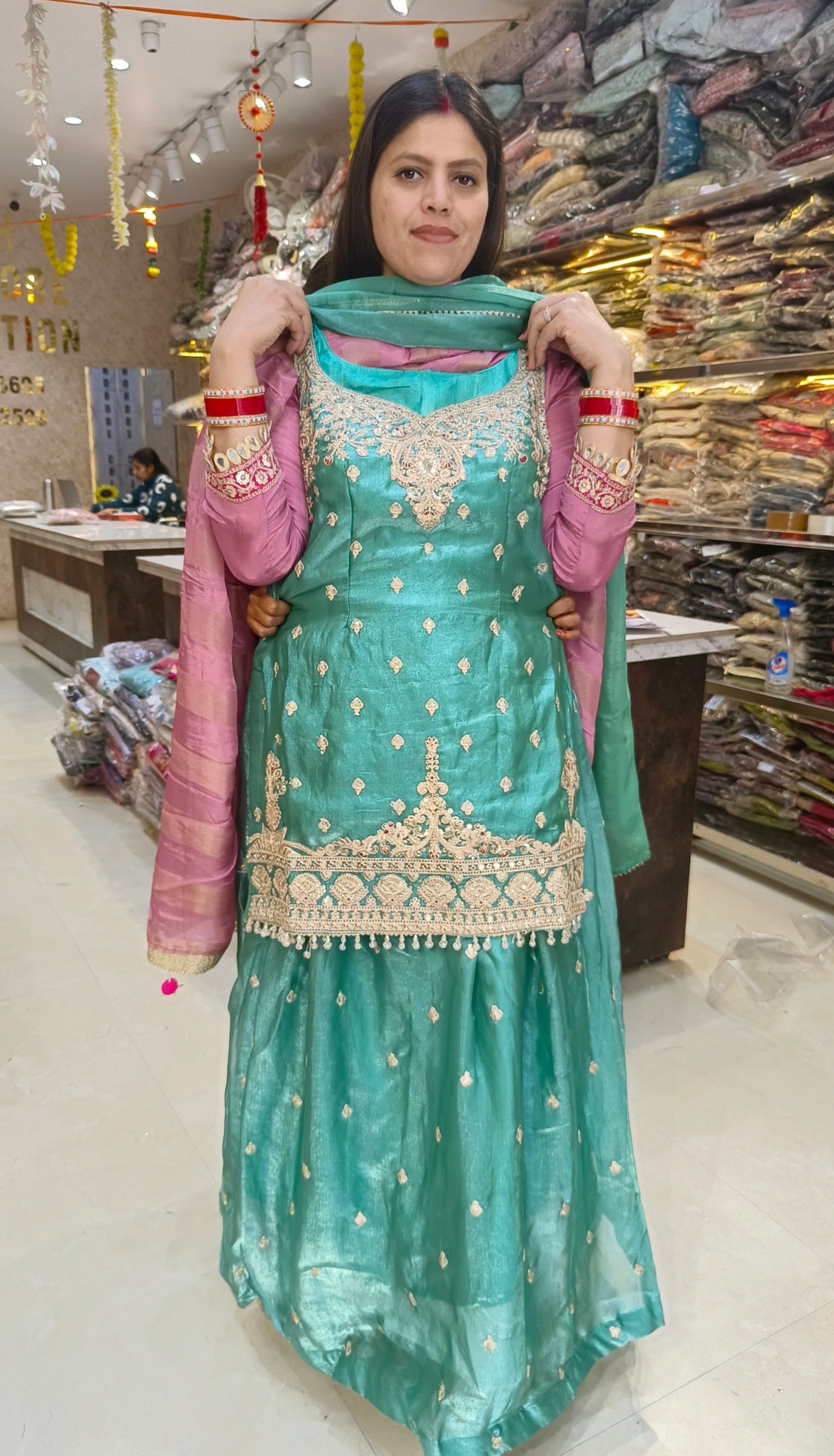 PARTY WEAR FANDY SILK SILVER DESIGN LEHENGA