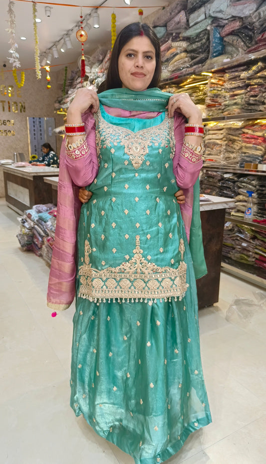 PARTY WEAR FANDY SILK SILVER DESIGN LEHENGA