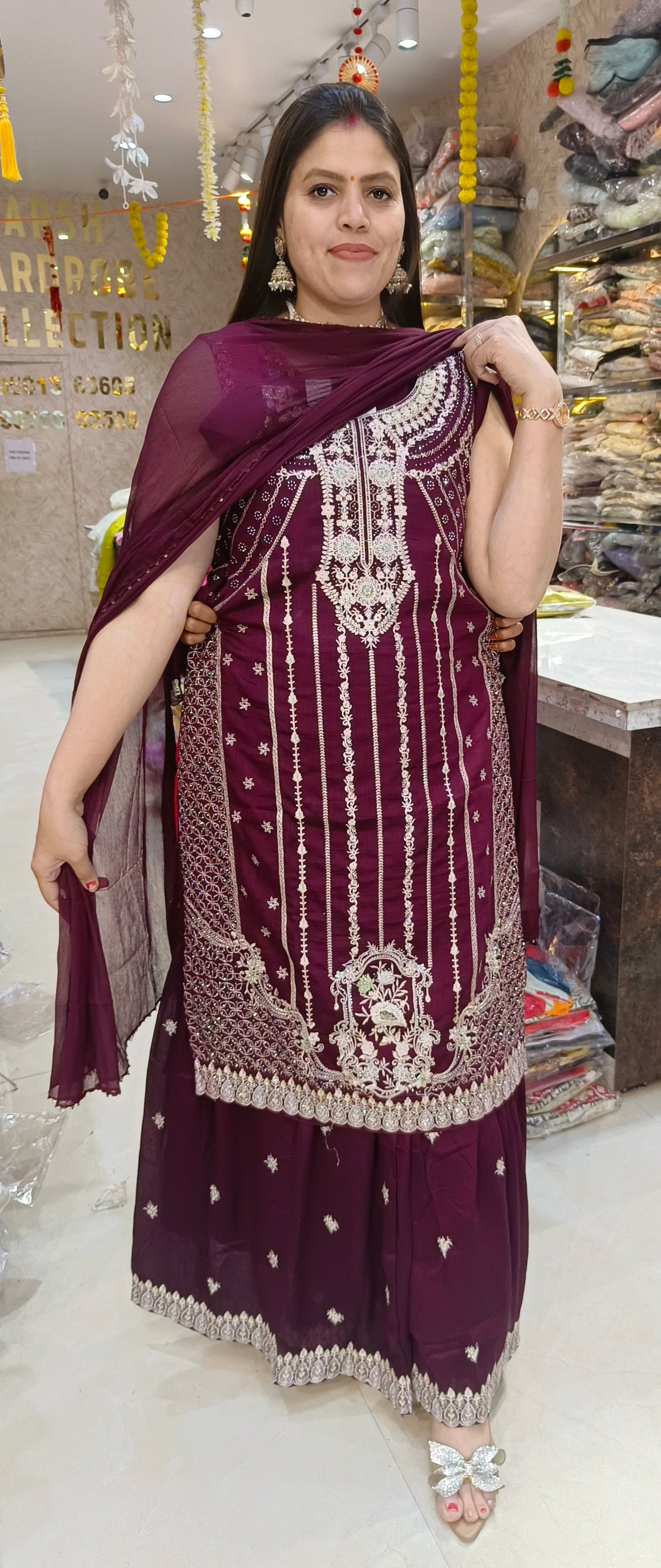 PARTY WEAR HANDWORK SHRARA SUIT