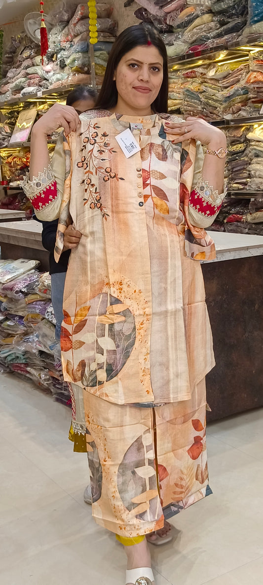 PURE COTTON EMBROIDED DESIGN CORDSET