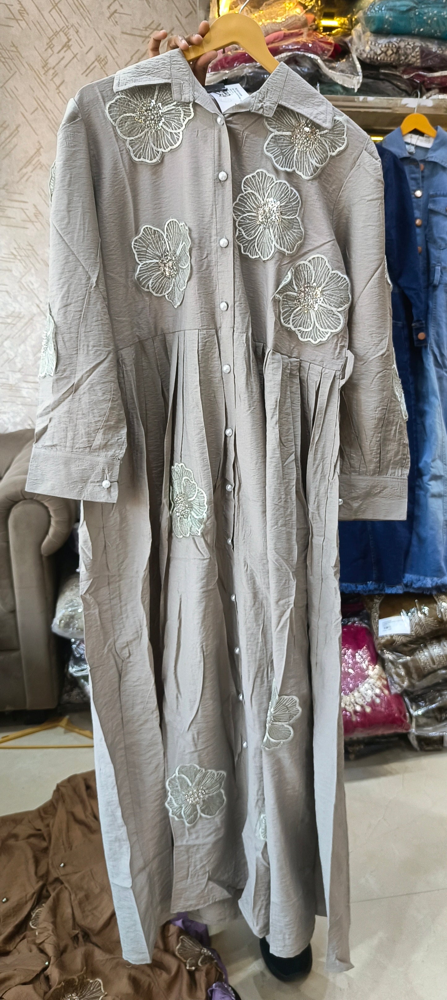 PARTY WEAR BEAUTIFUL PEARL WORK DRESS