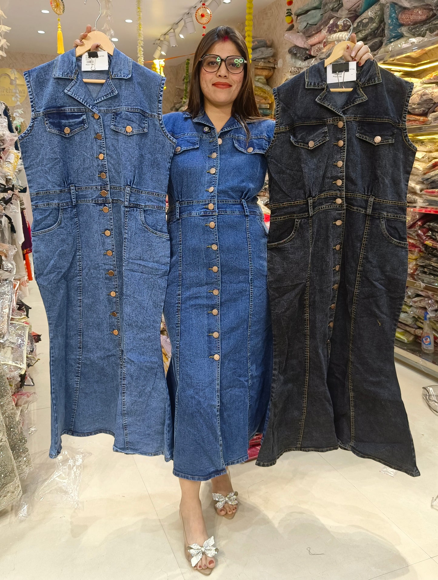 TRENDING FISHCUT DESIGN DENIM DRESS