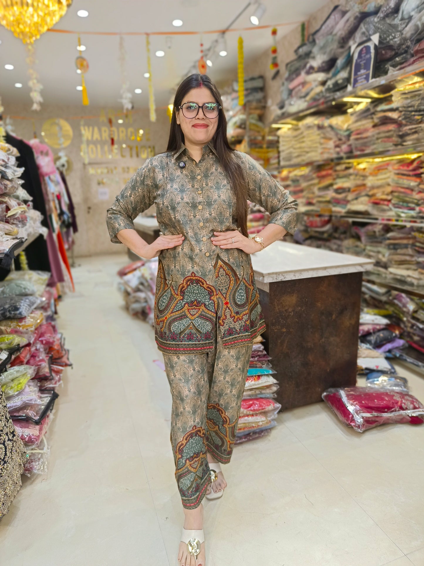 PEACOCK GREEN COTTON CORDSET