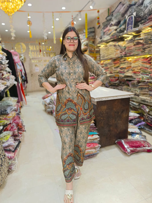 PEACOCK GREEN COTTON CORDSET