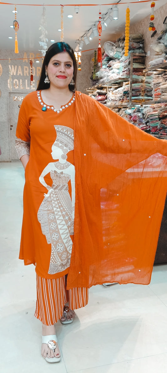 ORANGE BEAUTIFUL GIRL SUIT