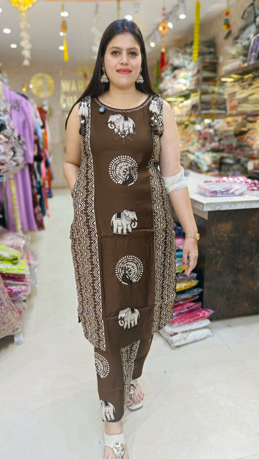 BROWN ELEPHANT DESIGN BEAUTIFUL CORDSET