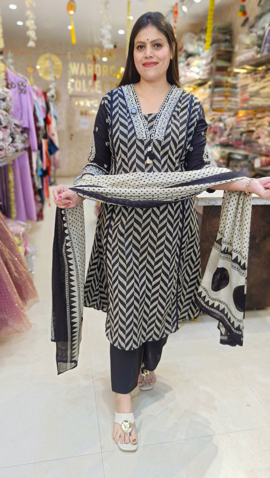 BLACK V NECK BEAUTIFUL ANARKALI