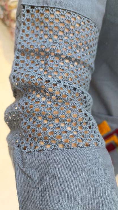 GREY POKET AND SLEVES DESIGN CORDSET