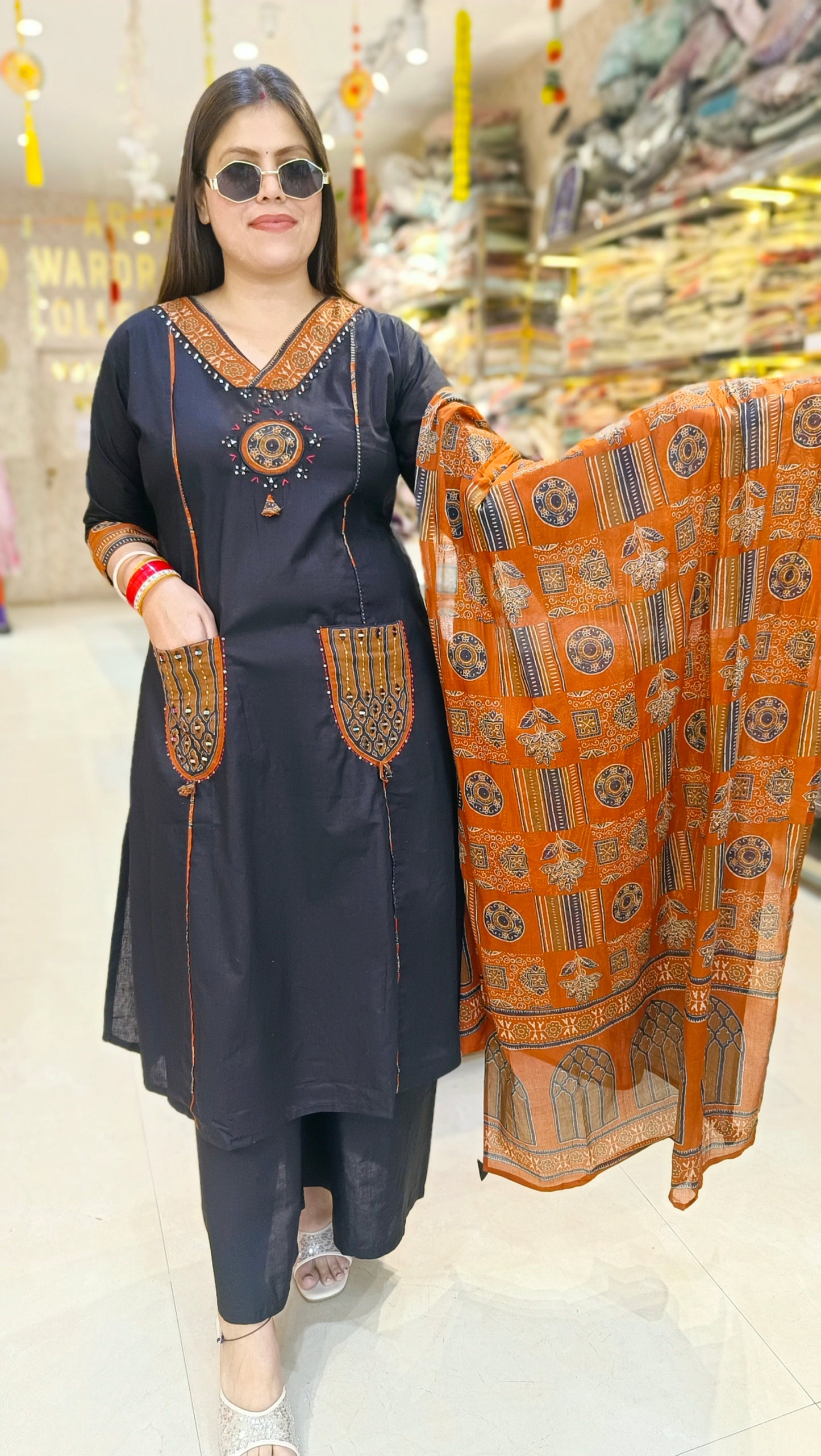 DABU COTTON POKET DESIGN A-LINE SUIT