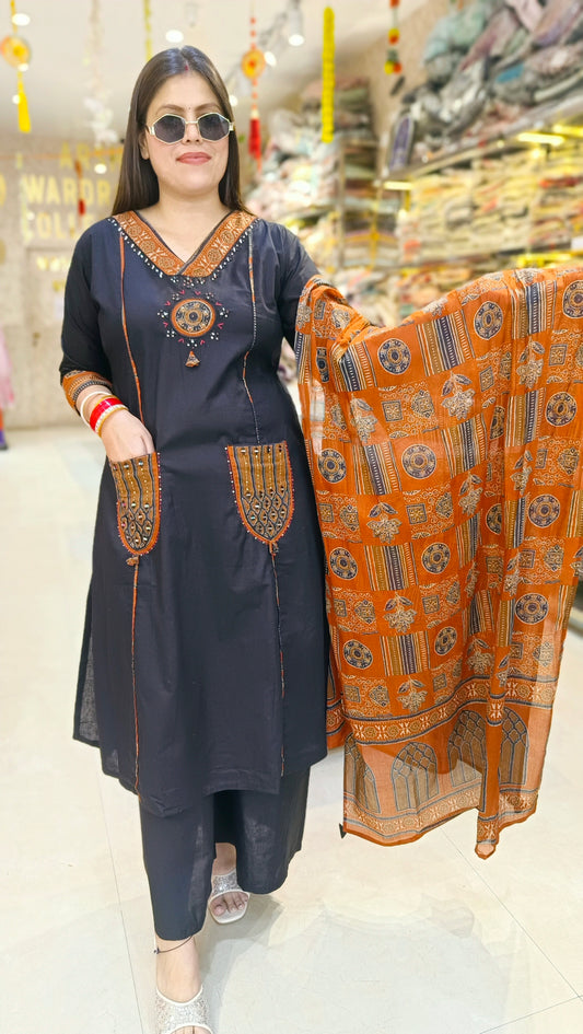 DABU COTTON POKET DESIGN A-LINE SUIT
