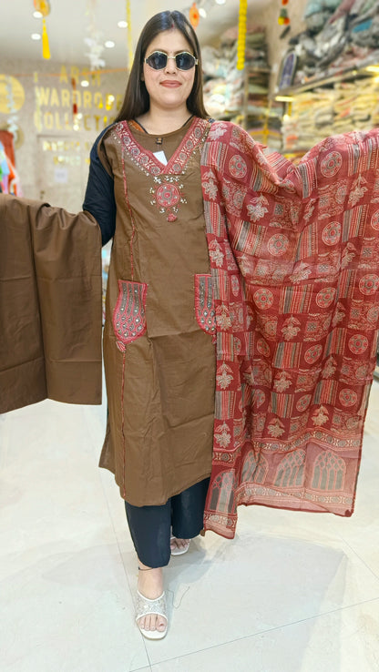 DABU COTTON POKET DESIGN A-LINE SUIT