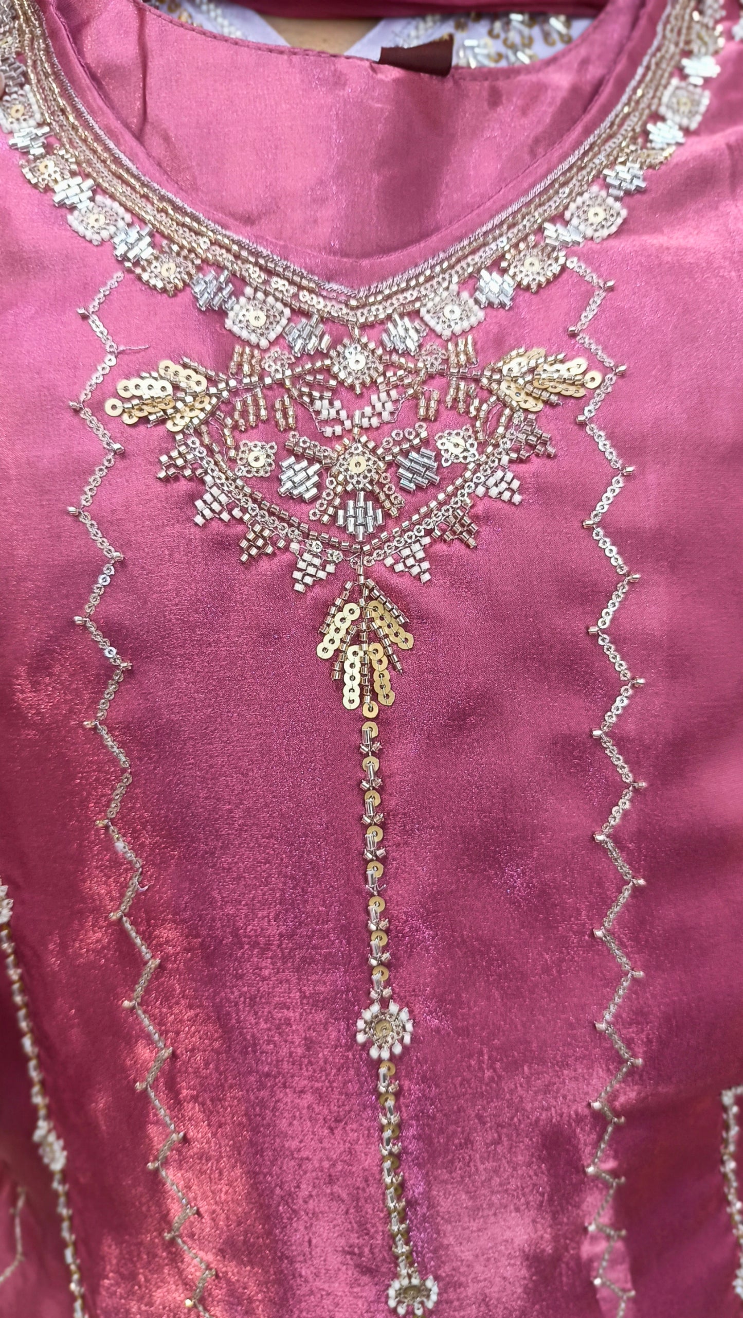 PARTY WEAR RUSHIAN SILK DARK SHADE CORDSET
