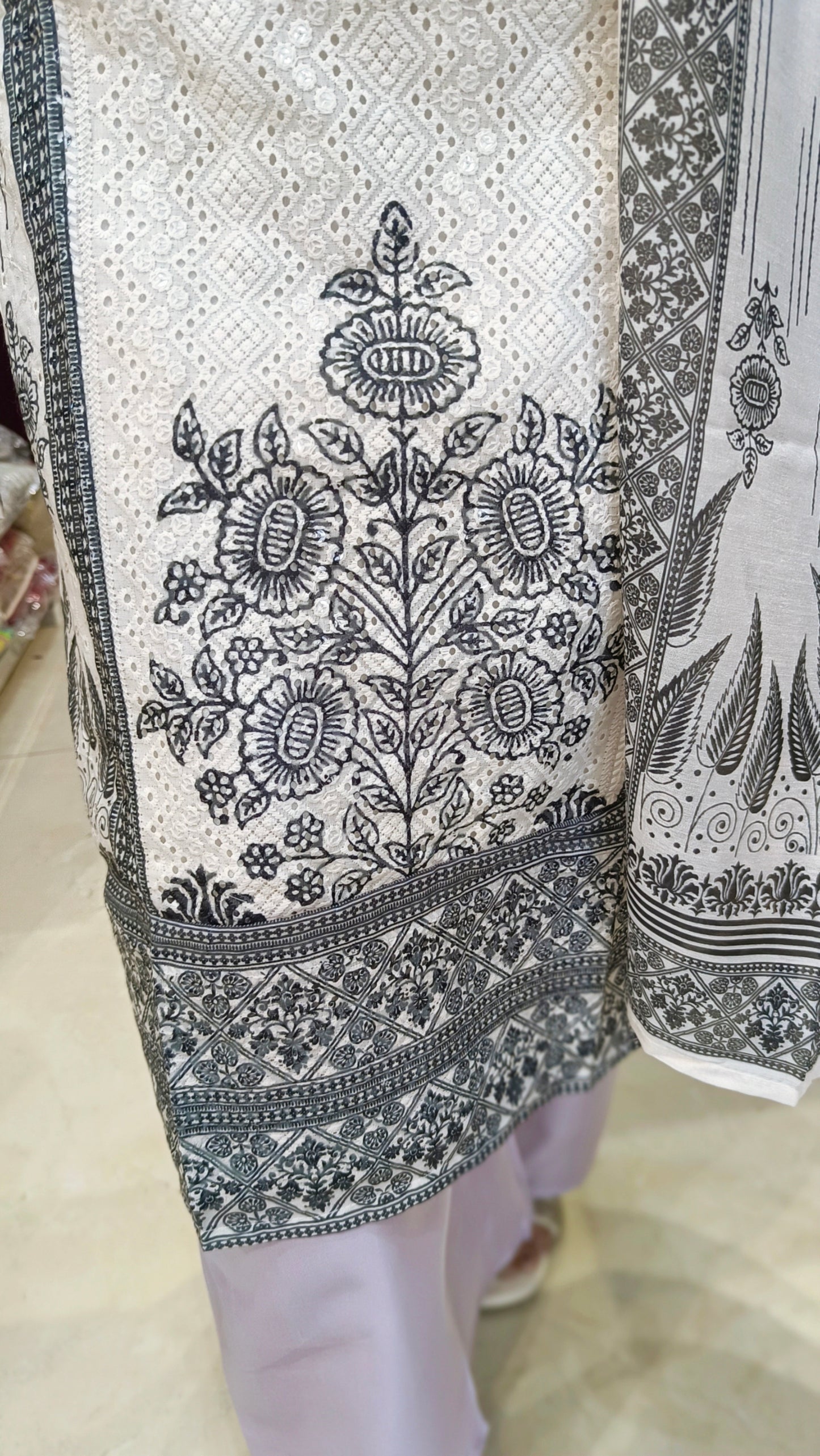 PURE COTTON BLACK AND WHITE CHIKEN WORK SUIT