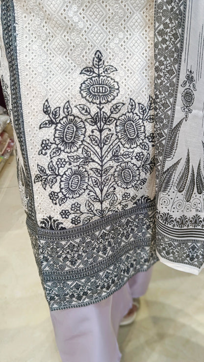 PURE COTTON BLACK AND WHITE CHIKEN WORK SUIT