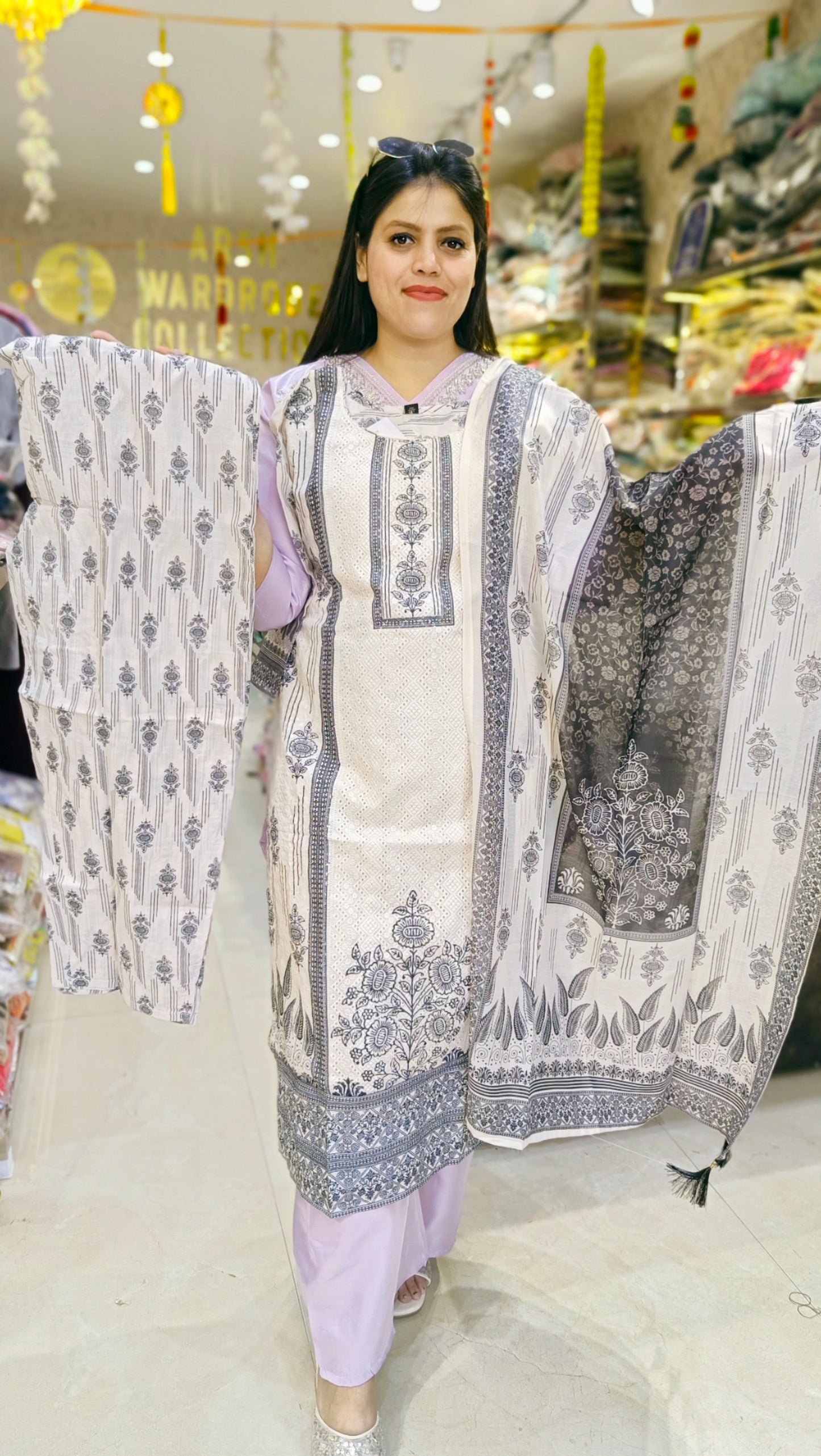 PURE COTTON BLACK AND WHITE CHIKEN WORK SUIT