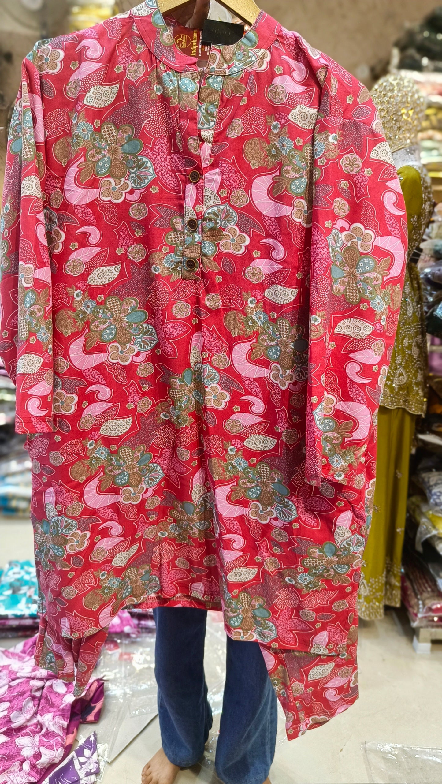 PLUS SIZE FLORAL DESIGN COTTON CORDSET