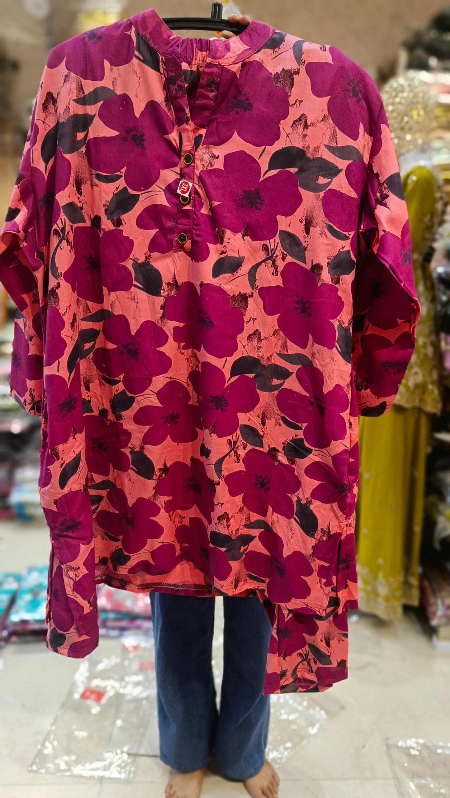 PLUS SIZE FLORAL DESIGN COTTON CORDSET