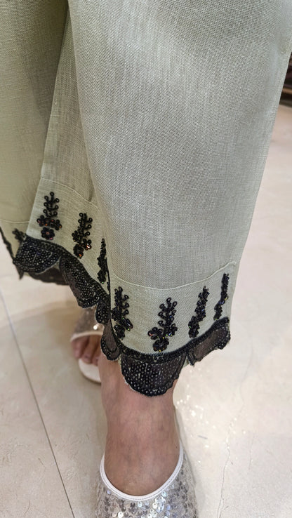 BLACK THREAD WORK KHADI COTTON CORDSET