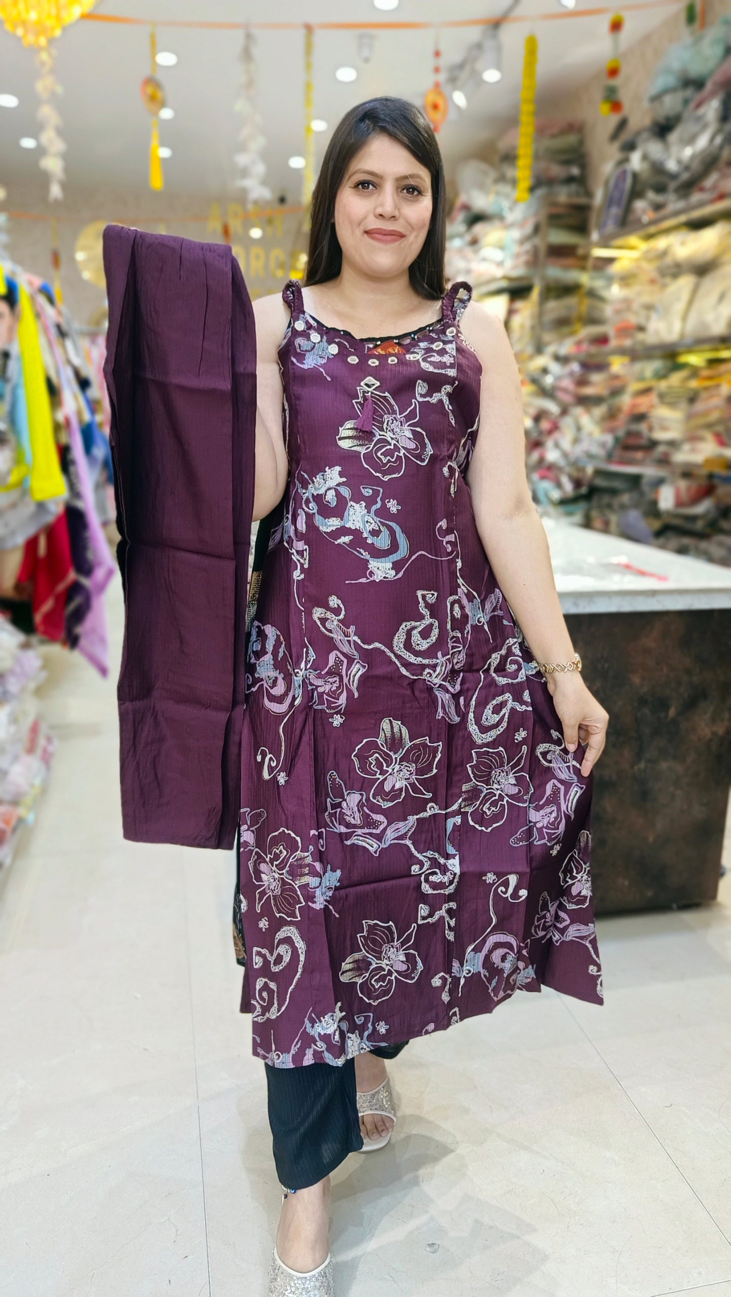 PURPLE PURE COTTON FLORAL CORDSET