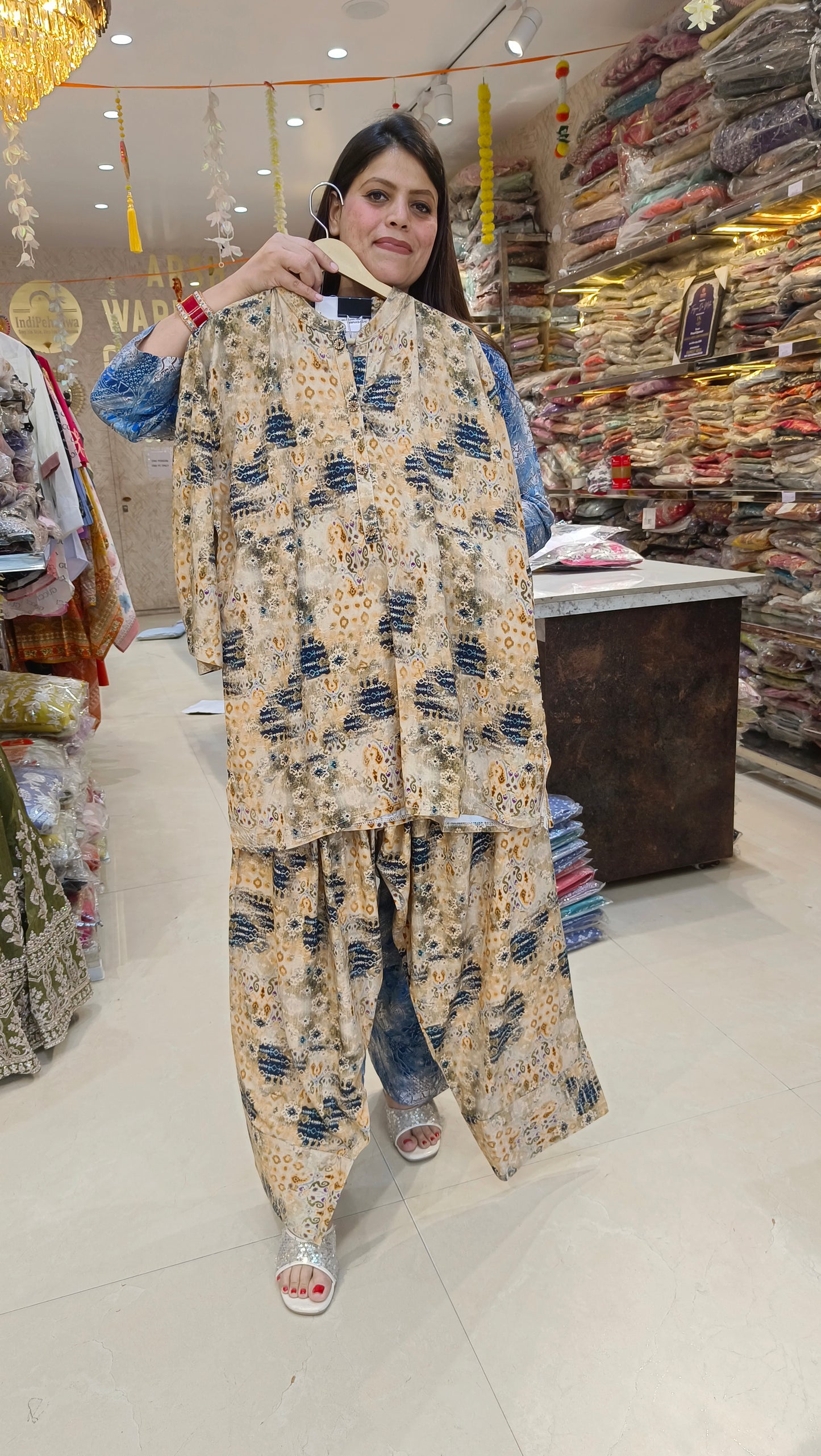 BEAUTIFUL PRINTS SHIRT WITH FARSHI SALWAR