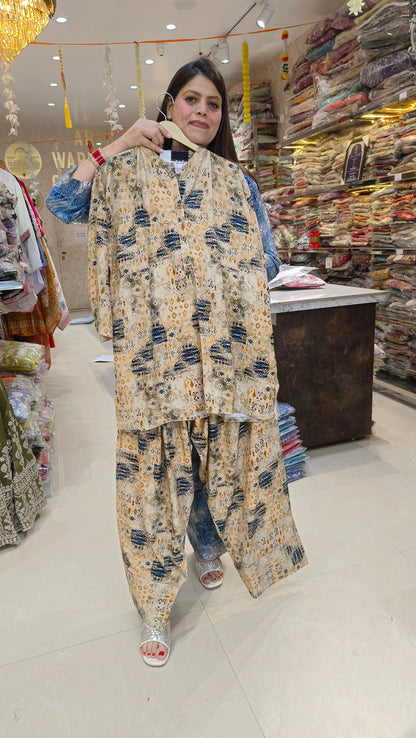 BEAUTIFUL PRINTS SHIRT WITH FARSHI SALWAR