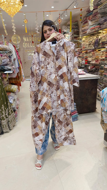 BEAUTIFUL PRINTS SHIRT WITH FARSHI SALWAR