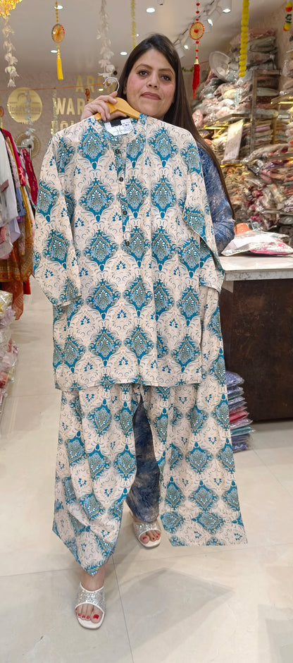 BEAUTIFUL PRINTS SHIRT WITH FARSHI SALWAR