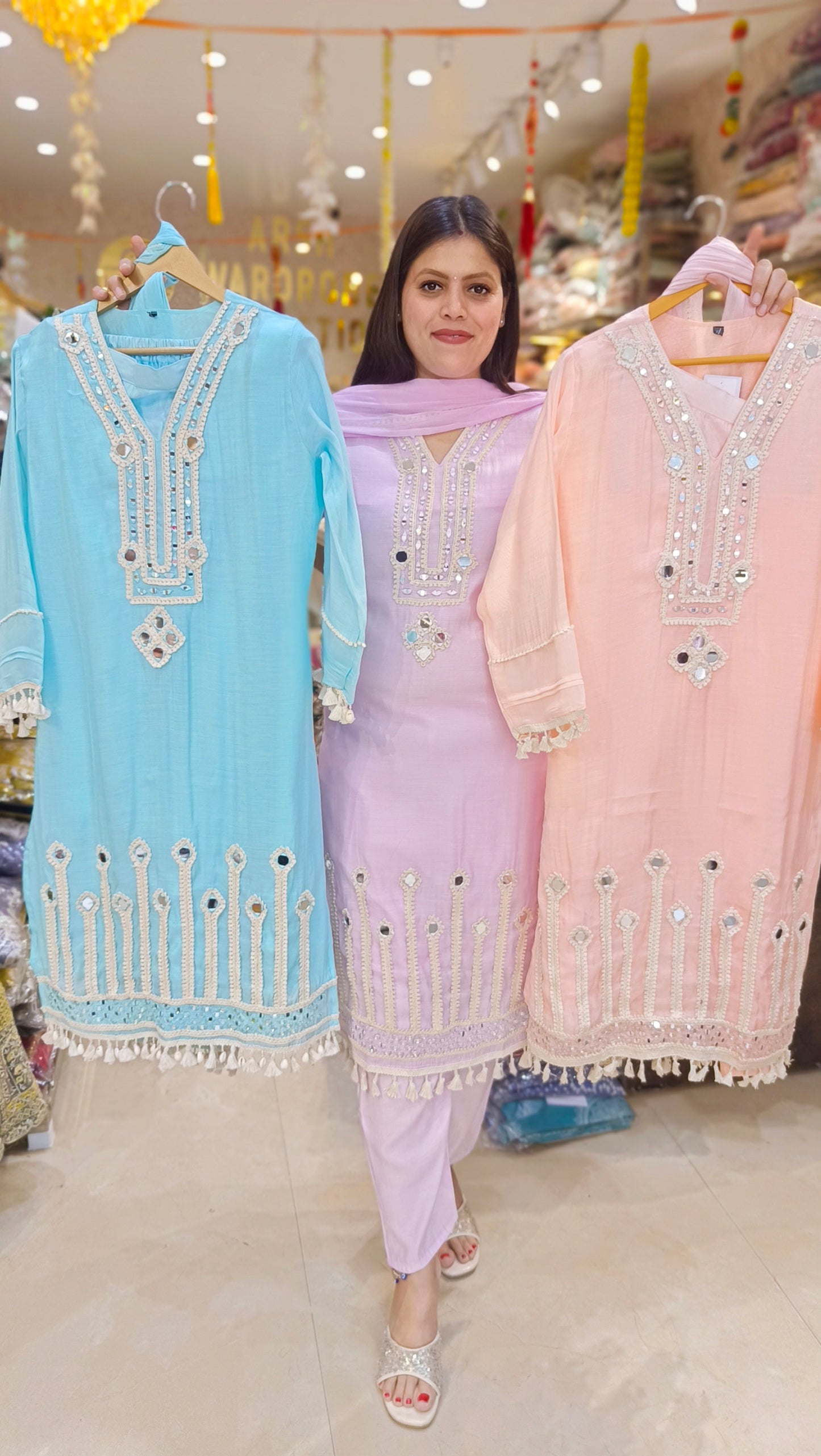 DESIGNER LAKHNAVI NECK 3PC SUIT